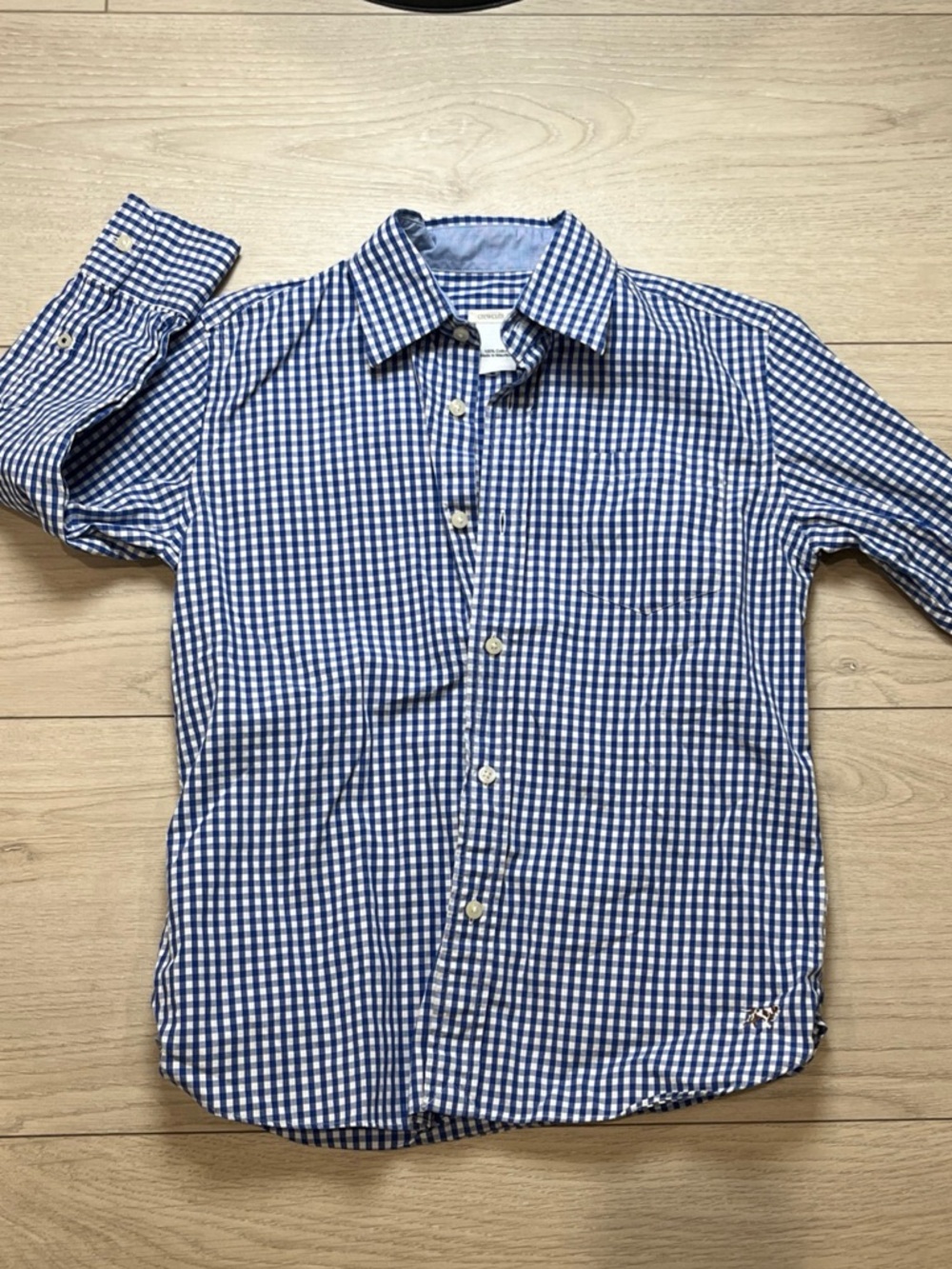 Crew cuts J.Crew Blue Gingham Button-Down Shirt Boys Size Large
